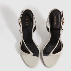 Reiss White Joy Leather Clear Strap Block Heels Wedding Bridal
